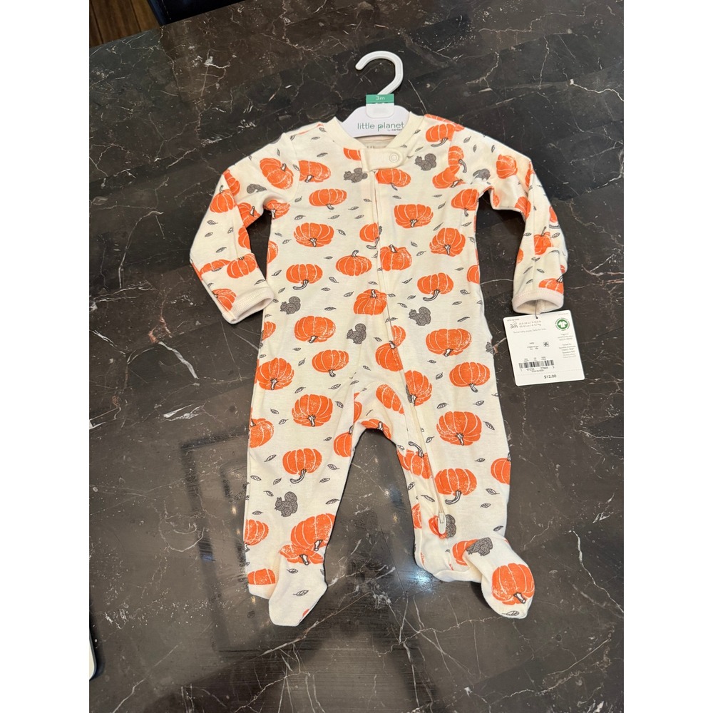3 M Little Planet by Carters Baby Organic/Cotton Pumpkin & Squirrel Sleeper NWT